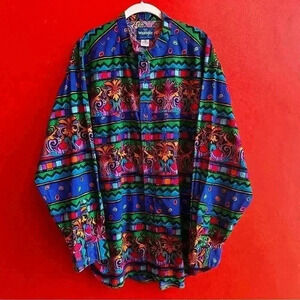 Vintage Men's Wrangler multicolor printed western button up size XXL